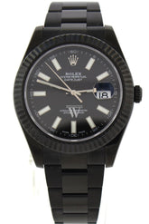 Rolex Black-Pvd Datejust Black Dial Stainless Steel Boc Coating Oyster Mens Watch 116334 Pvd